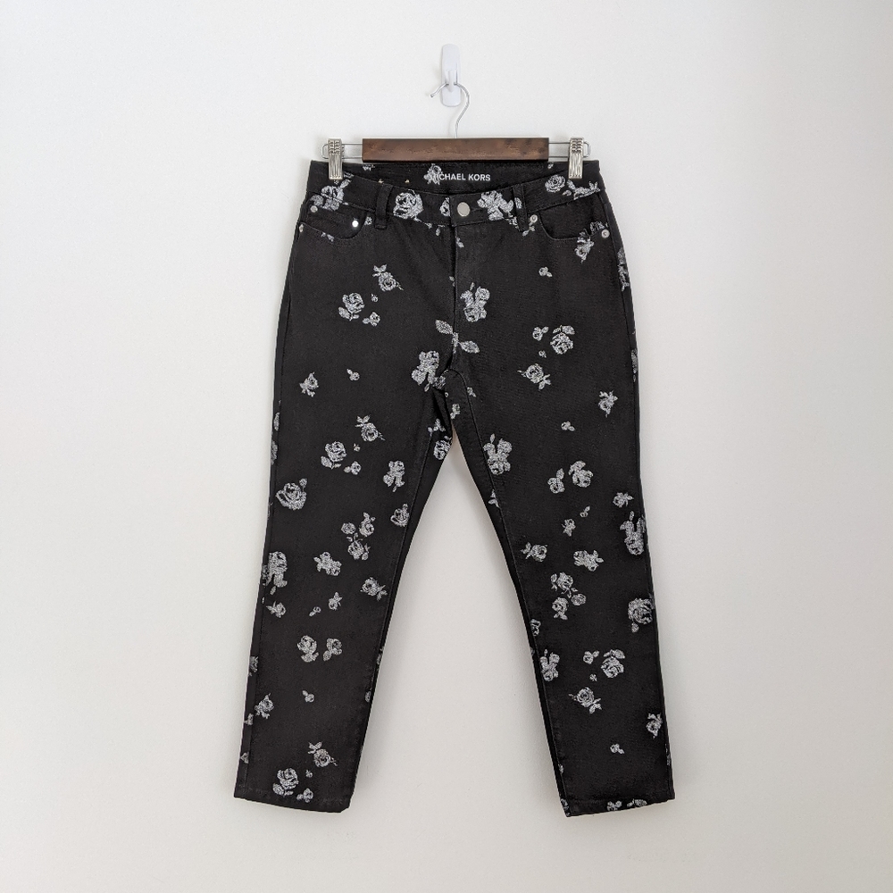 MICHAEL KORS Izzy Cropped Skinny Denim, Black, 4P